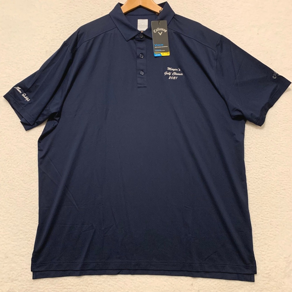 Callaway Opti-Dri Golf Polo Shirt Mens 2XL Mayors Golf Classic UPF 50 Navy NWT!